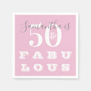 50th Birthday 50 fabulous Pink Gray Birthday Party Napkins