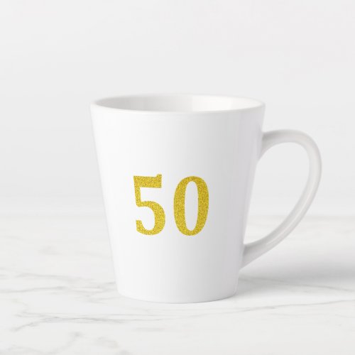 50th Birthday 50 Fifty Fiftieth Gold Glitter White Latte Mug