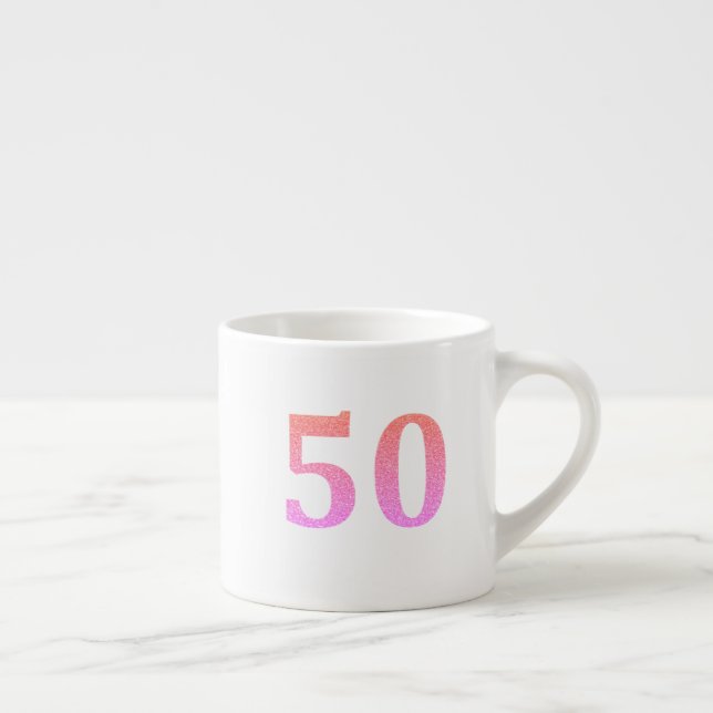 50th Birthday 50 Fifty Fiftieth Pink Glitter Ombre Espresso Cup (Right)