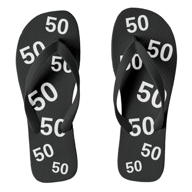 50th Birthday 50 Pattern Flip Flops (Footbed)