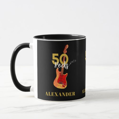 50th Birthday 50 Rocks Guitar Personalized Mug