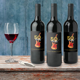 50th Birthday 50 Rocks Guitar Personalized Wine Label