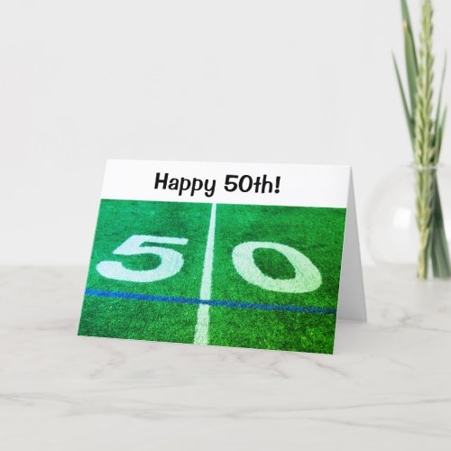 50th Birthday 50_yard line football field Card