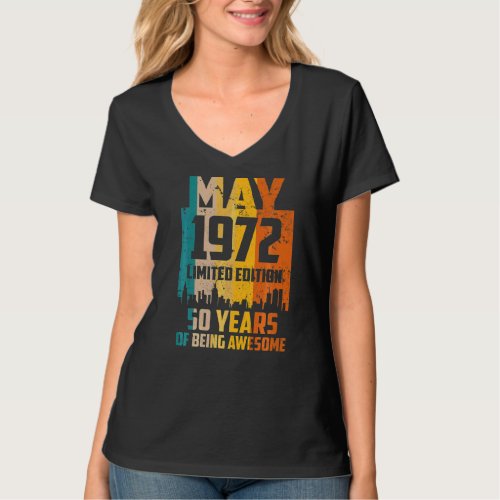 50th Birthday 50 Years Awesome Since May 1972 Vint T_Shirt