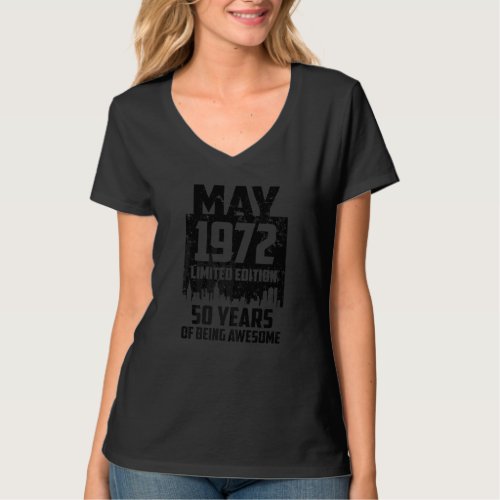 50th Birthday 50 Years Awesome Since May 1972 Vint T_Shirt