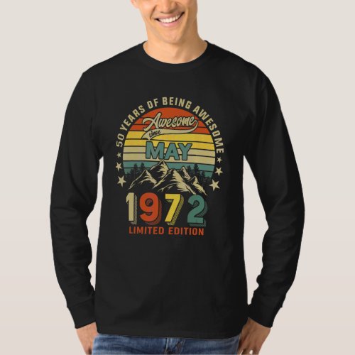 50th Birthday 50 Years Awesome Since May 1972 Vint T_Shirt