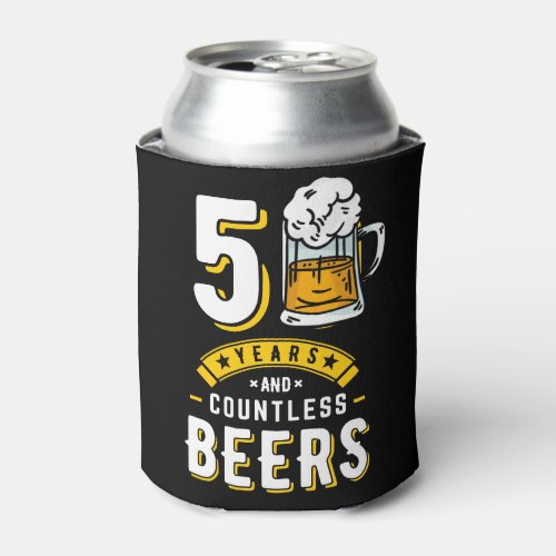 50th Birthday 50 Years  Countless Beers   Can Cooler