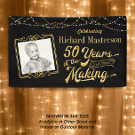 50th Birthday 50 YEARS IN THE MAKING Black & Gold Banner<br><div class="desc">Celebrate the party's honoree and welcome guests with this 50th birthday banner sign in black and gold featuring retro typography stating 50 YEARS IN THE MAKING and lets you personalize it by adding their photo (a current one or one from their youth), their name and birth year as part of...</div>