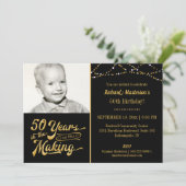 50th Birthday 50 YEARS IN THE MAKING Black & Gold Invitation (Standing Front)