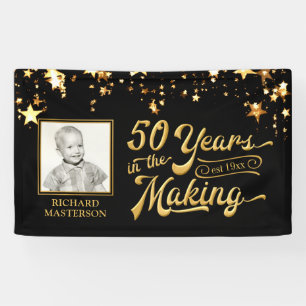 50th Birthday 50 YEARS IN THE MAKING Gold Stars Banner