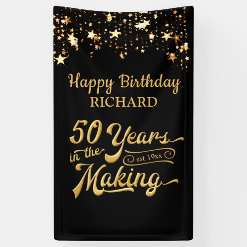 50th Birthday 50 YEARS IN THE MAKING Gold Stars Banner