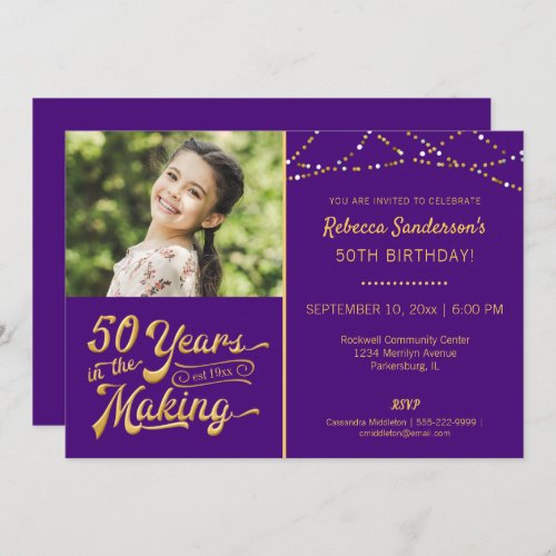50th Birthday  50 YEARS IN THE MAKING Photo Invitation