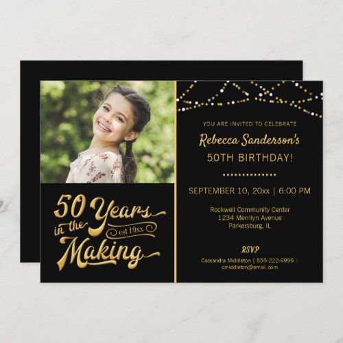 50th Birthday  50 YEARS IN THE MAKING Photo Invitation