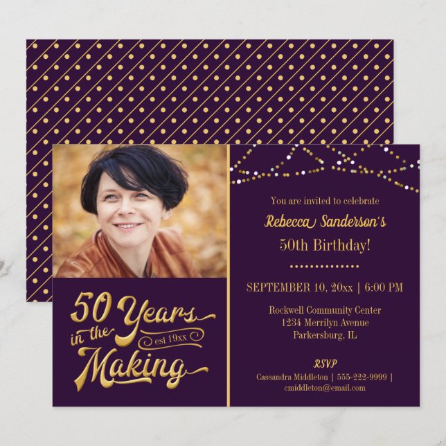 50th Birthday | 50 YEARS IN THE MAKING Photo Invitation (Front/Back)