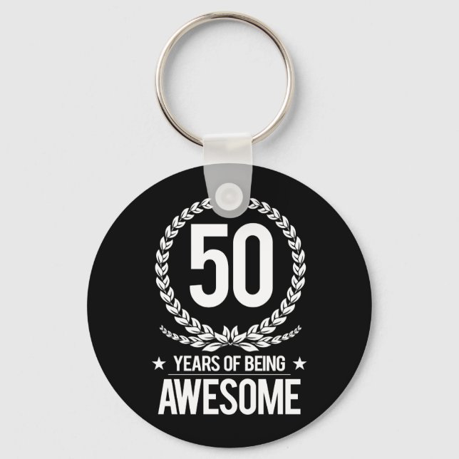 50th Birthday (50 Years Of Being Awesome) Keychain (Front)