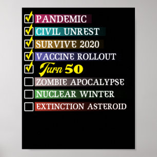 50th Birthday 50 Years Old Quarantine 2021 Poster