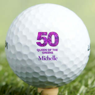 50th Birthday 50 Years Purple Queen of the Greens Golf Balls