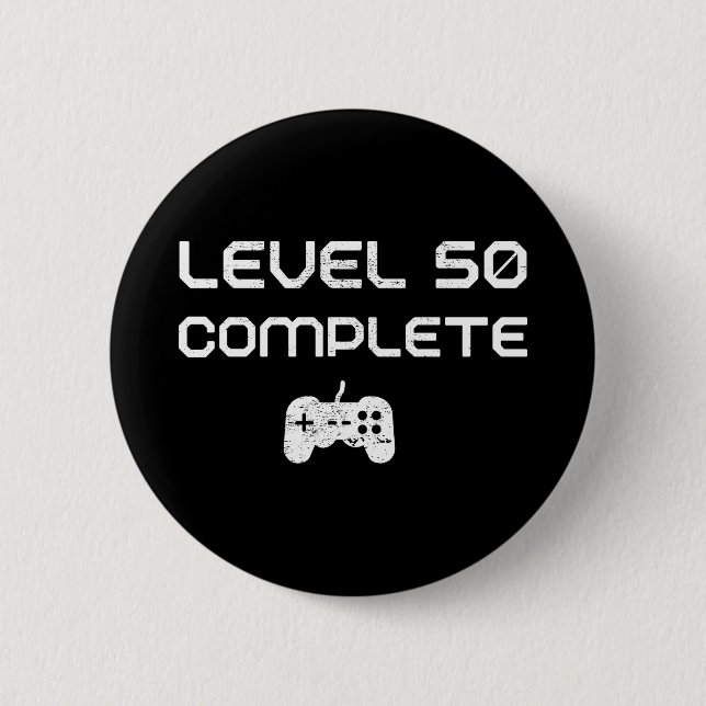 50th Birthday / 50th Anniversary Level 50 Complete Button (Front)