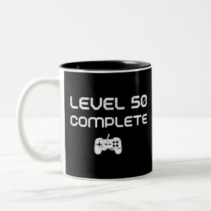 50th Birthday / 50th Anniversary Level 50 Complete Two-Tone Coffee Mug