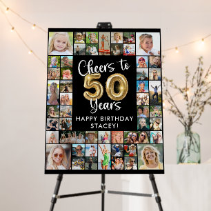50th Birthday 51 Photo Collage Cheers to 50 Years Foam Board