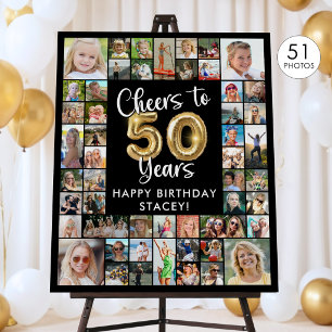 50th Birthday 51 Photo Collage Cheers to 50 Years Foam Board