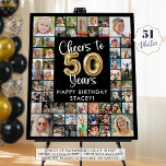 50th Birthday 51 Photo Collage Cheers to 50 Years Foam Board<br><div class="desc">50th Birthday 51 Photo Collage Cheers to 50 Years Photo Display Foam Board. Create a photo memory display board sign to celebrate a 50th birthday utilizing this easy-to-upload photo collage template with 51 square and rectangle pictures in a variety of sizes with the title CHEERS TO 50 YEARS with faux...</div>