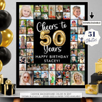 50th Birthday 51 Photo Collage Cheers to 50 Years