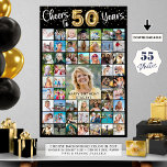 50th Birthday 55 Photo Collage Cheers to Years Poster<br><div class="desc">Create a 50th birthday photo memory display poster print utilizing this easy-to-upload photo collage template with 55 pictures of him or her through the years for a fun birthday party decoration and commemorative keepsake. The design features the title CHEERS TO 50 YEARS with gold foil balloon numbers and your custom...</div>