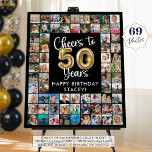 50th Birthday 69 Photo Collage Cheers to 50 Years Foam Board<br><div class="desc">50th Birthday 69 Photo Collage Cheers to 50 Years Photo Display Foam Board. Create a photo memory display board sign to celebrate a 50th birthday utilizing this easy-to-upload photo collage template with 69 square pictures through the years with the title CHEERS TO 50 YEARS with faux metallic gold balloon numbers...</div>