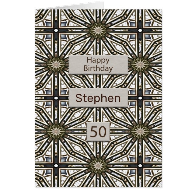 50th Birthday Abstract Mandala Design Cards (Front)