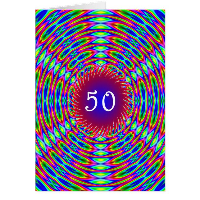 50th Birthday Abstract Trippy Swirls Cards (Front)