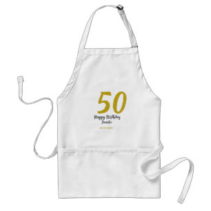 50th birthday add name date year black template go adult apron