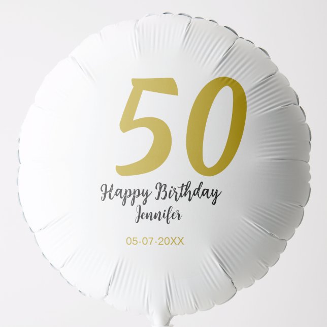 50th birthday add name date year black template go balloon (Front)