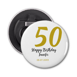 50th birthday add name date year black template go bottle opener