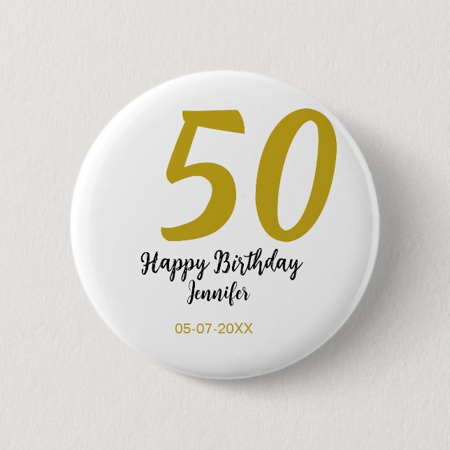 50th birthday add name date year black template go button (Front)