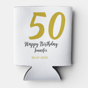 50th birthday add name date year black template go can cooler