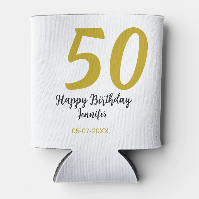 50th birthday add name date year black template go can cooler (Front)