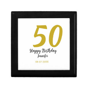50th birthday add name date year black template go gift box