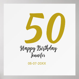 50th birthday add name date year black template go holder