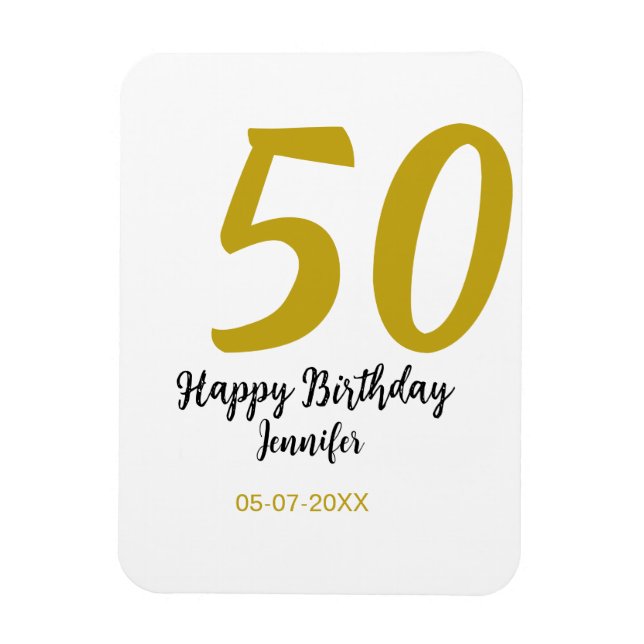 50th birthday add name date year black template go magnet (Vertical)