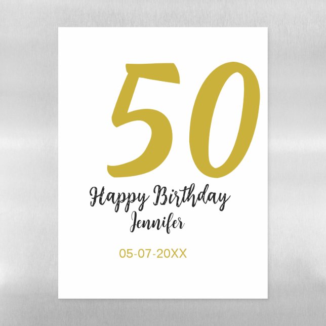 50th birthday add name date year black template go magnetic dry erase sheet (Vertical)