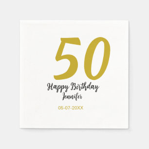 50th birthday add name date year black template go napkins