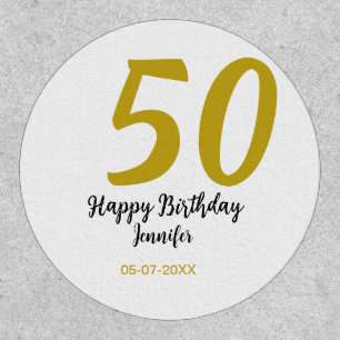 50th birthday add name date year black template go patch