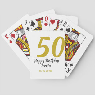 50th birthday add name date year black template go poker cards