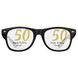 50th birthday add name date year black template go retro sunglasses