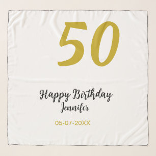 50th birthday add name date year black template go scarf