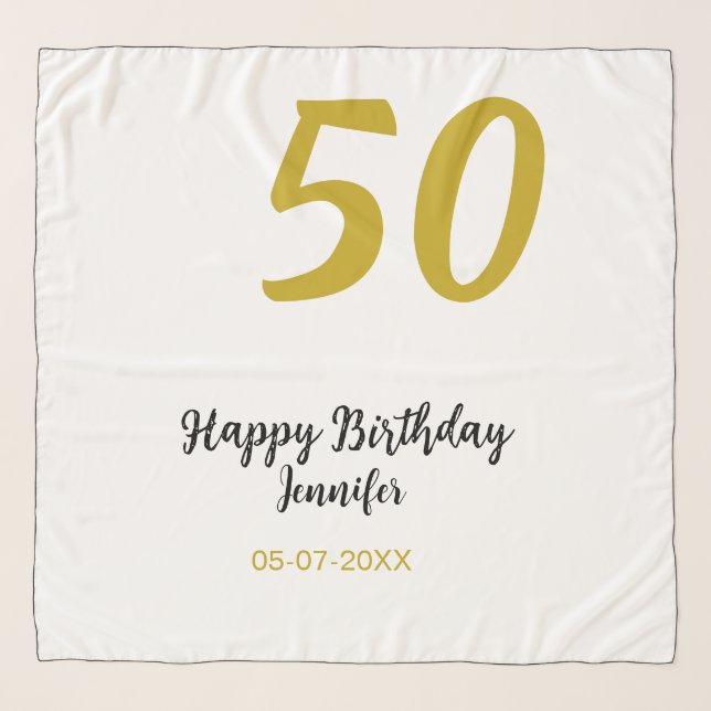 50th birthday add name date year black template go scarf (Front)