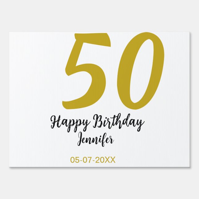 50th birthday add name date year black template go sign (Front)