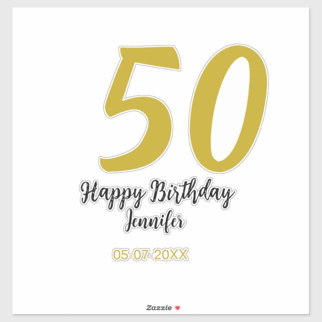 50th birthday add name date year black template go sticker (Sheet)