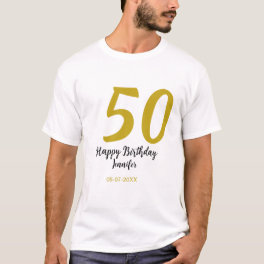 50th birthday add name date year black template go T-Shirt